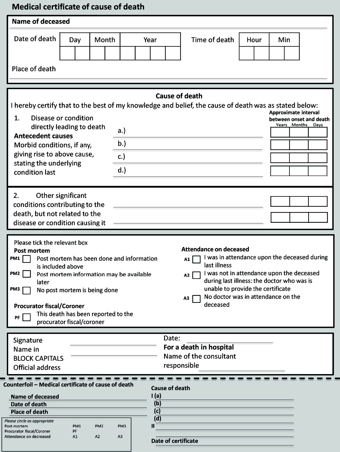 Unofficial Guide to Passing OSCEs - Candidate Briefings - Death Certificate Blank image